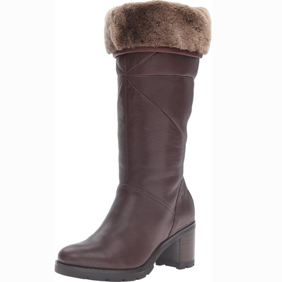 UGG 6 Avery Brown Sheepskin Shearling Fur Lined Knee High Boots - Picture 3 of 9